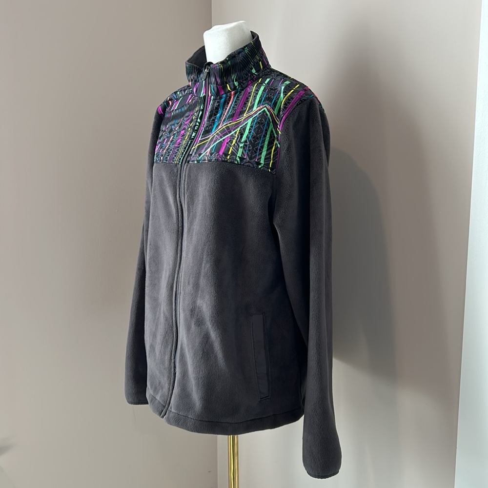 FILA SPORT Gray Fleece Zip Up Track Jacket Multicolored Retro 80s inspired Large - Picture 4 of 10
